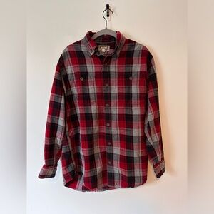 Duluth Trading Co Mens Flannel Shirt Red Size Small Plaid Long Sleeve Button Up